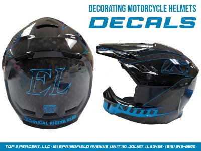Custom vehicle decals and printed helmet graphics made in Joliet Illinois