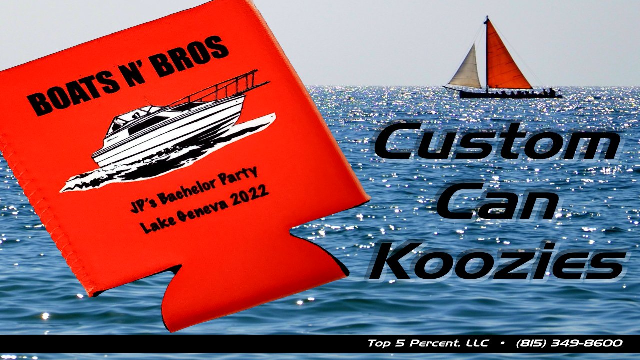 Custom can koozies near me, personalized neoprene koozies in Joliet and Naperville IL