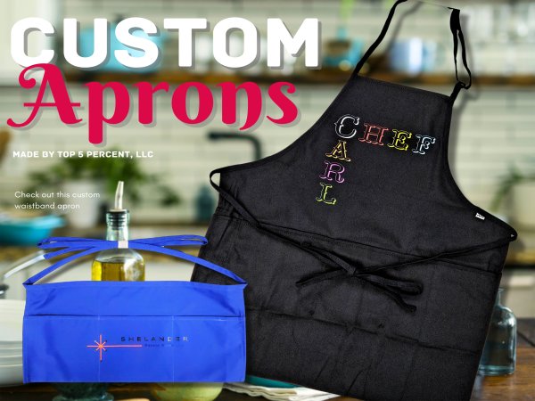 Custom embroidered aprons for businesses in Joliet and Shorewood Illinois