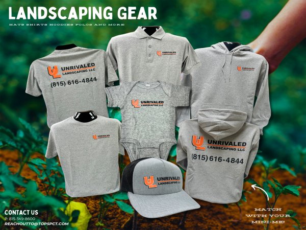 Custom lawn care work shirts and branded uniforms in Joliet Illinois