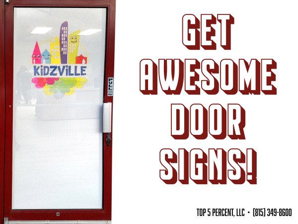 Custom door sign installation in Joliet Illinois