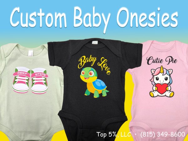 Custom DTF printed baby clothing and kids apparel in Joliet Illinois