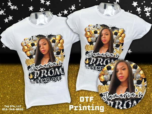 Custom DTF shirts with full color picture prints in Joliet Illinois