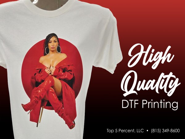 DTF transfer printing on shirts and apparel in Joliet Illinois