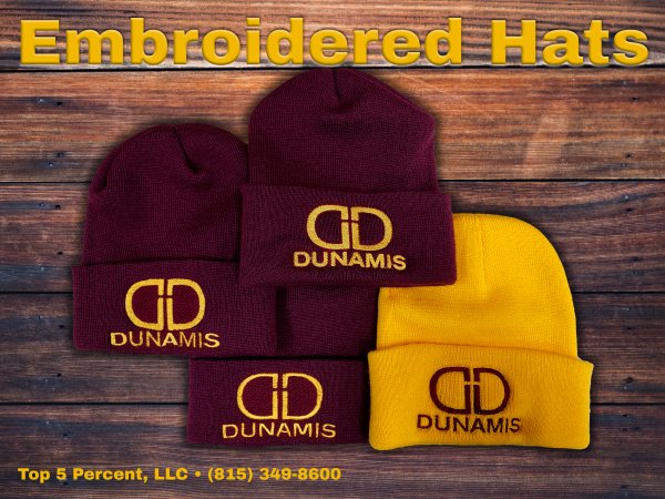 Custom embroidered caps and hats near me, Joliet and Plainfield IL screen printing and embroidery