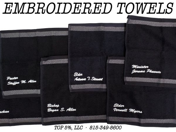 Custom embroidered towels for sports teams and businesses in Joliet Illinois