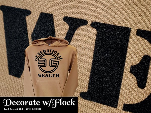 Custom flock printed hoodies with velvet texture in Joliet Illinois