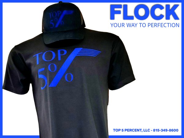 Custom flock t-shirts with soft raised velvet designs printed in Joliet Illinois
