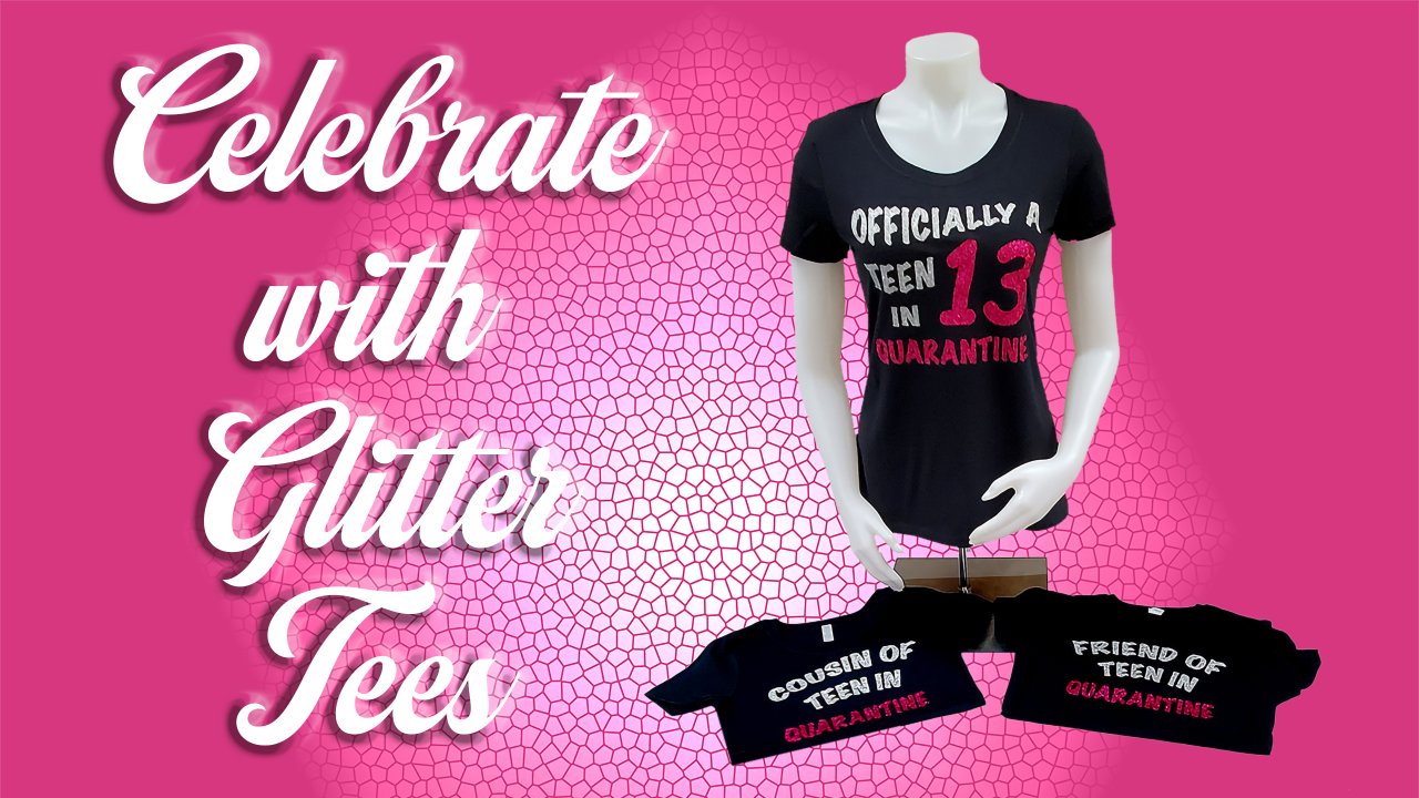 Custom glitter shirts near me, glitter heat transfer tees in Joliet and Aurora IL