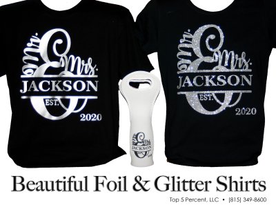 Custom glitter shirts and sparkle apparel in Romeoville and Joliet Illinois
