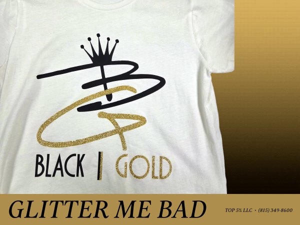 Custom glitter t-shirts printed in Crest Hill and Joliet Illinois