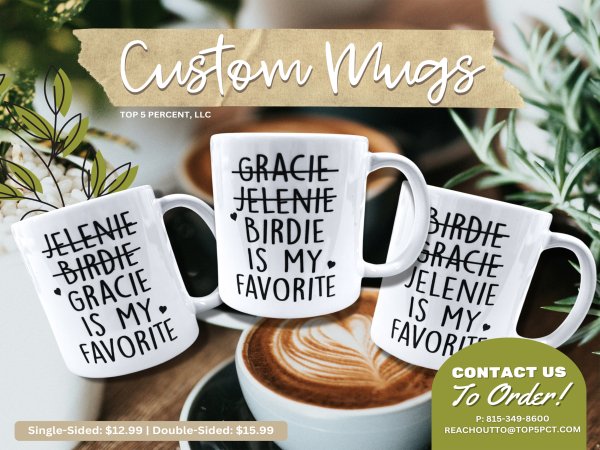 Custom mug orders and branded drinkware for businesses in Romeoville Illinois