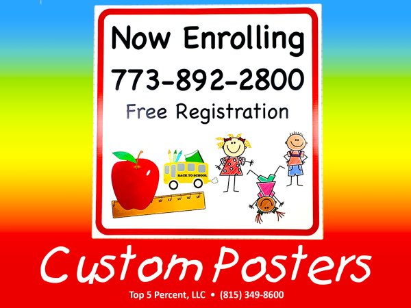 Custom poster printing near Plainfield and Joliet IL, full color poster signs