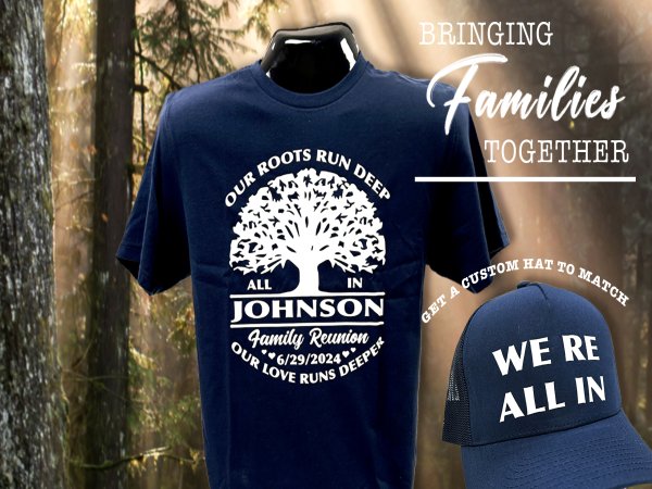Family reunion shirts for a group gathering in Joliet and Plainfield Illinois