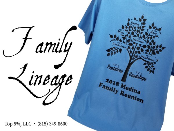 Custom family reunion tees for groups in Joliet, Shorewood, and Crest Hill Illinois