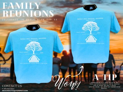 Custom group t-shirts and reunion shirts printed in Joliet Illinois