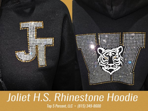 Custom rhinestone hoodie at Joliet West in Joliet Illinois