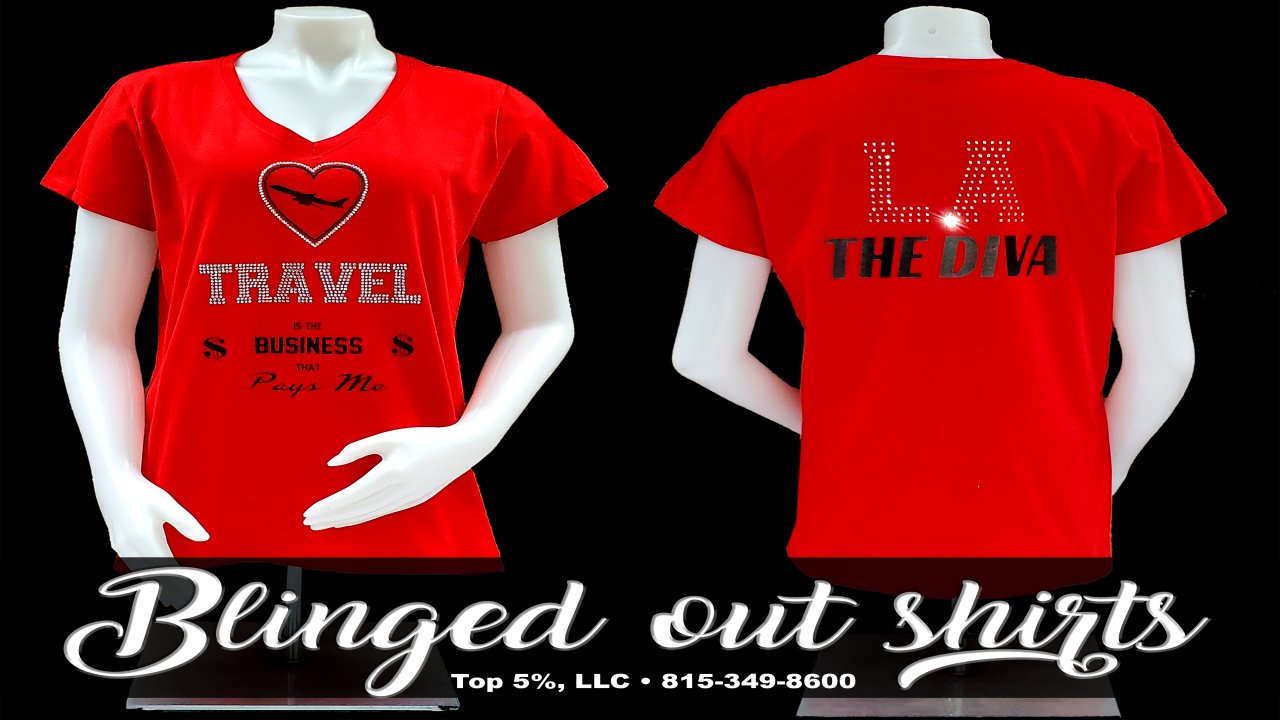 Premium rhinestone apparel from Top 5 Percent in Joliet Illinois