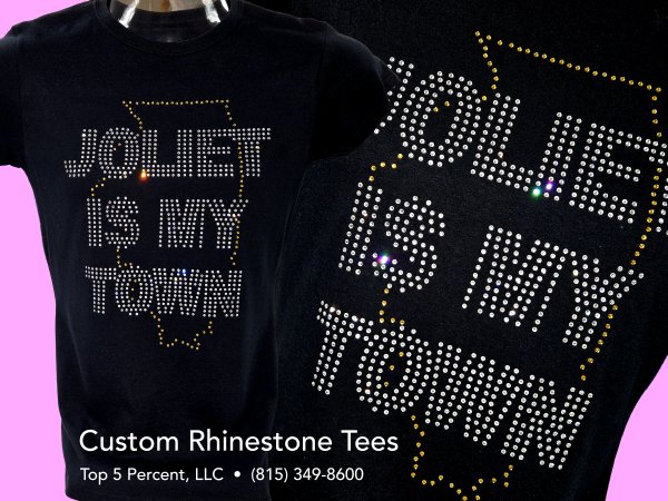 Custom rhinestone shirts and bling apparel in Joliet Illinois