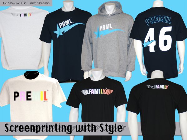 Custom t-shirt screen printing in Joliet, Will and DuPage County Illinois