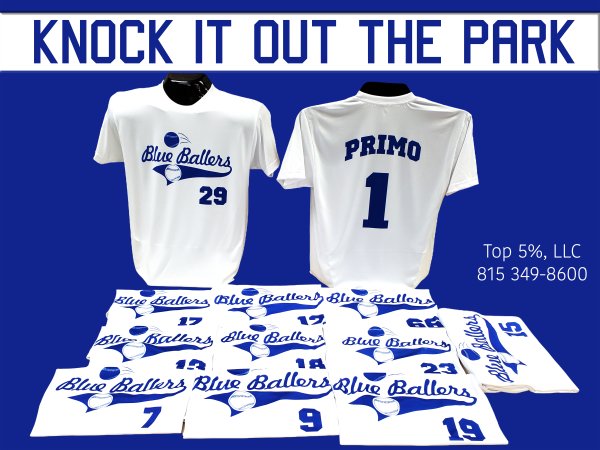Custom baseball jerseys and recreational league spirit gear printed in Joliet Illinois
