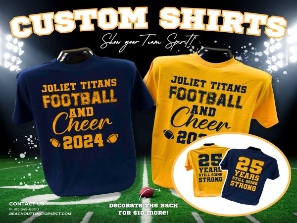 Spirit wear and fan apparel for schools and sports teams in Joliet Illinois