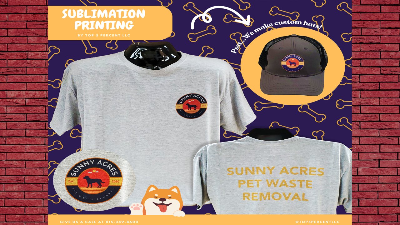 Custom full-color sublimation branded products from Top 5 Percent in Joliet Illinois