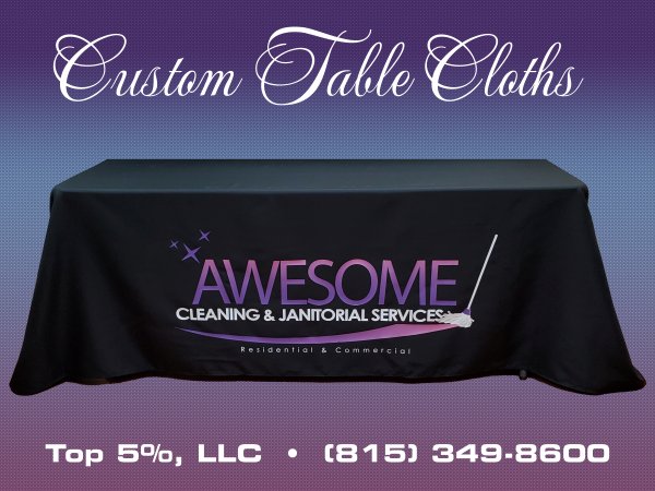 Full color custom table cloths for events and businesses in Joliet Illinois