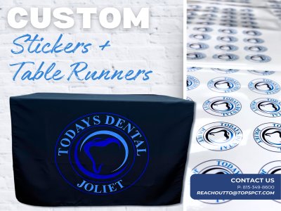 Custom table runner printed for businesses and events in Channahon Illinois