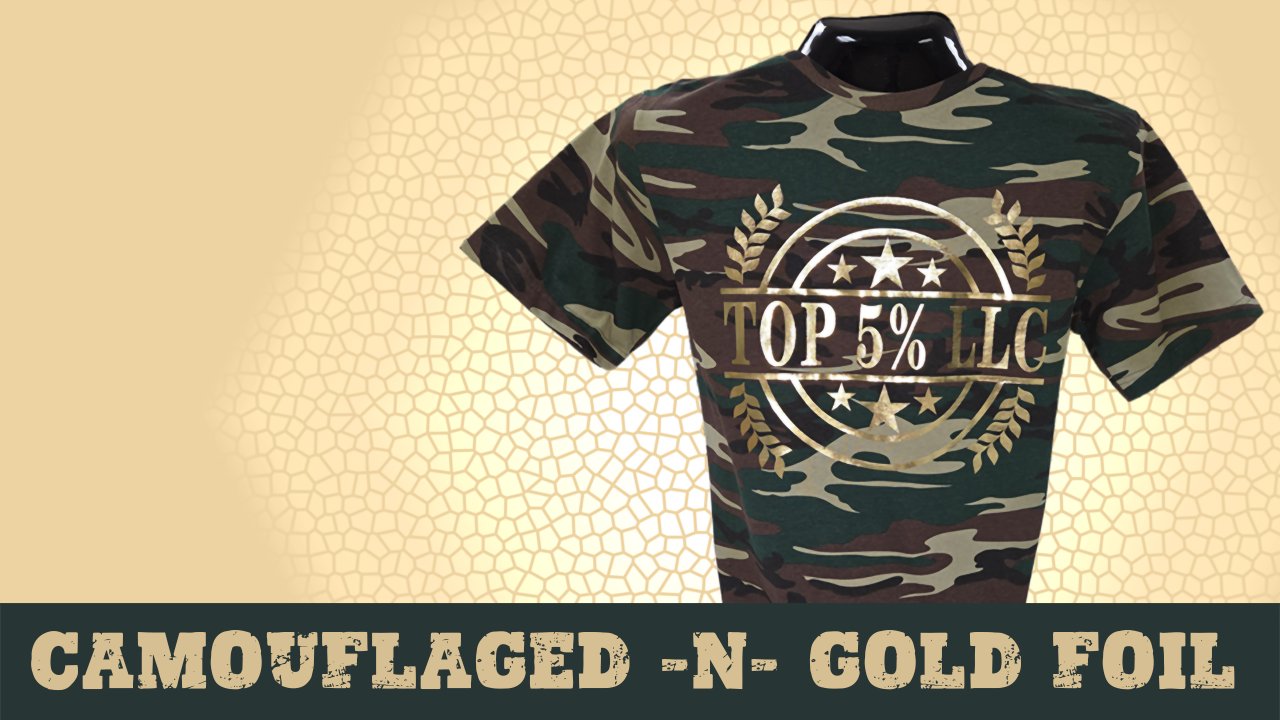 Top 5 Percent branded merchandise including custom foil shirts and specialty apparel in Joliet and Aurora IL