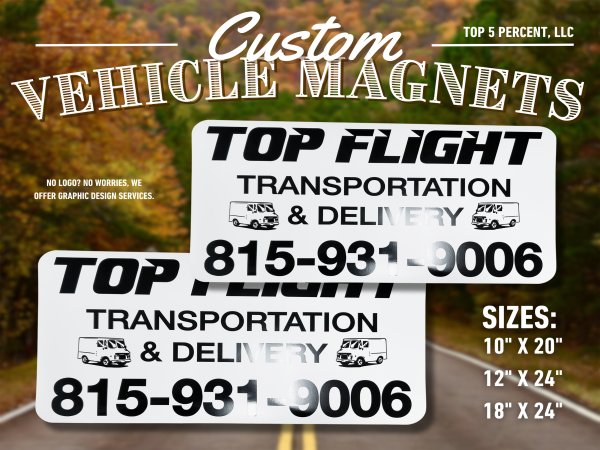 Custom vehicle magnets and car door magnetic signs in Joliet, Shorewood, and Crest Hill Illinois