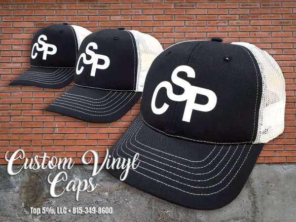 Custom vinyl hats and caps in Joliet, Will and DuPage County Illinois