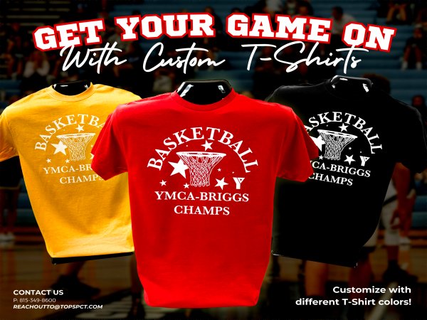 Custom vinyl gym shirts and apparel printed in Joliet Illinois
