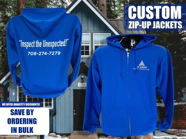 Custom vinyl zip-up hoodies pressed in Joliet Illinois