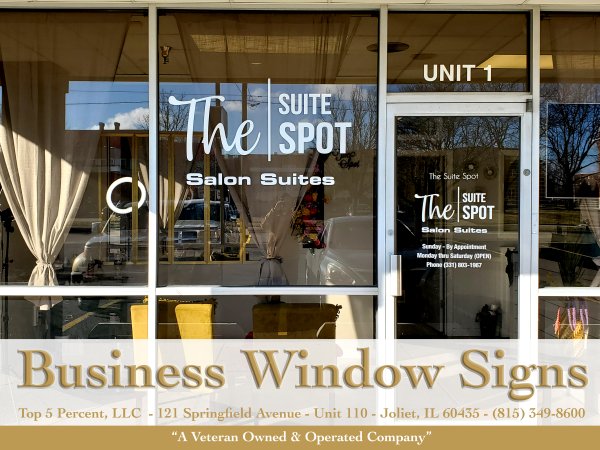 Custom window signs and window graphics in Joliet, Will and DuPage County Illinois