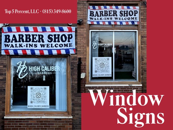 Custom window signs in Rockdale Illinois